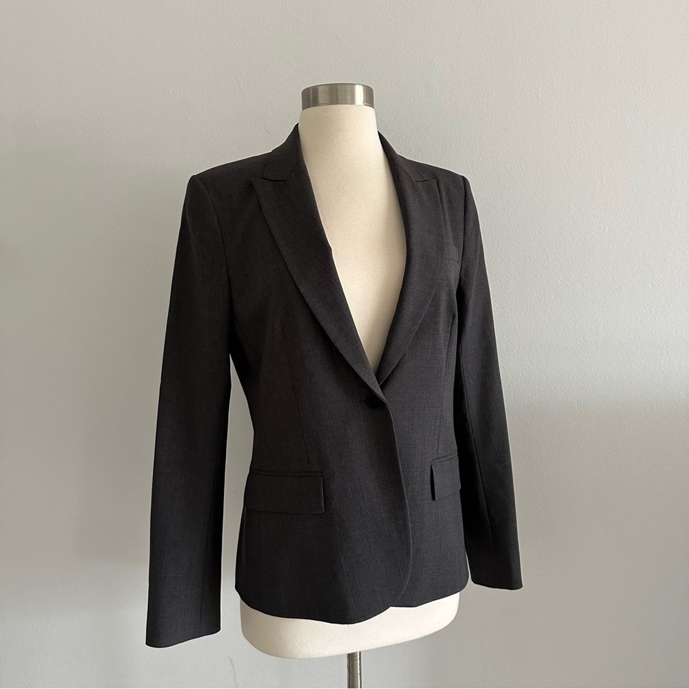 Theory Wool Gray Blazer Jacket Sz 8